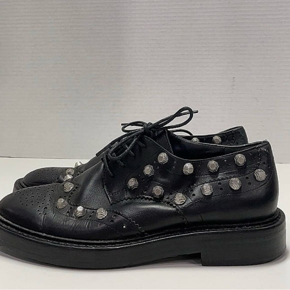 BALENCIAGA Leather Studded Accents Oxfords - Picture 11 of 11